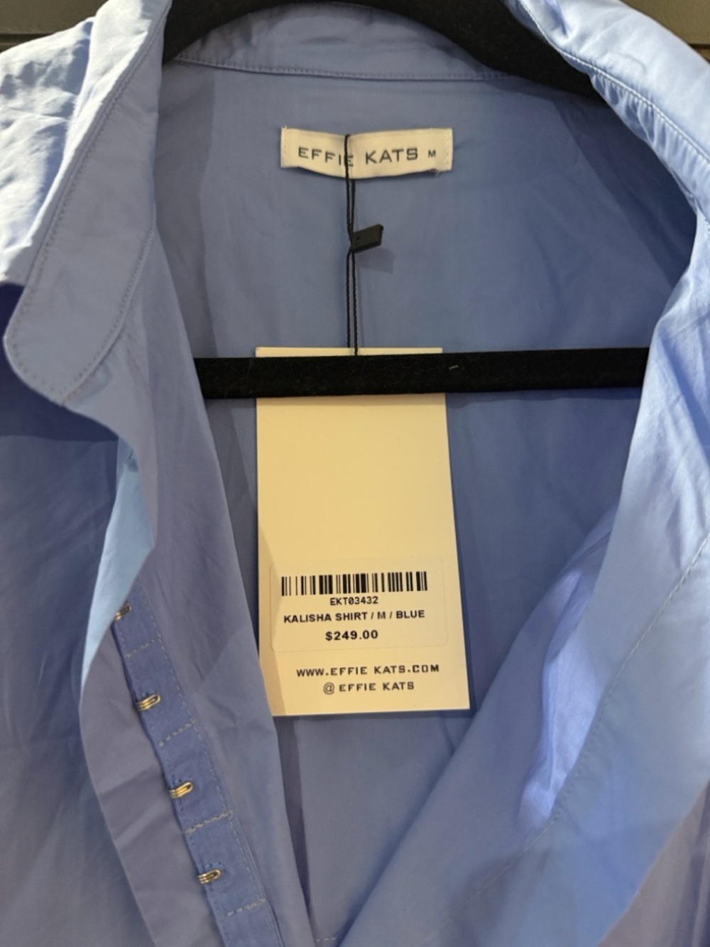NWT - Effie Kats - Kalisha Shirt | Light Blue Twist-Waist Cotton Shirt - Women - Picture 6 of 8